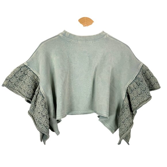 Altar'd State‎ oversized crop ruffle sleeve crop top boho beach mint sz M - Picture 3 of 6